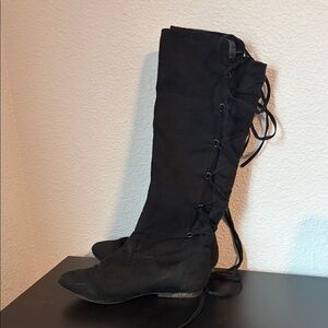 Elegant Black Lace-Up Boots for Women
